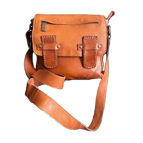 Claire Chase Cognac Brown Leather Small Messenger Bag - Picture 10 of 10